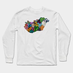 Spirograph Patterned Hungary Counties Map Long Sleeve T-Shirt